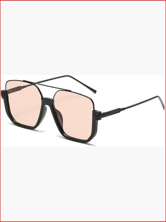 Vintage Oversized Square Semi-Rimless Aviator Sunglasses UV Protection Metal